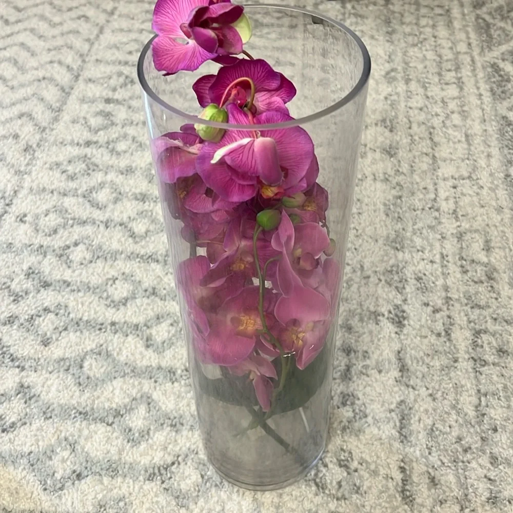 Vase and Pink Faux Flowers